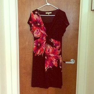 Black Evan-Picone dress with flowers (Size 10P)